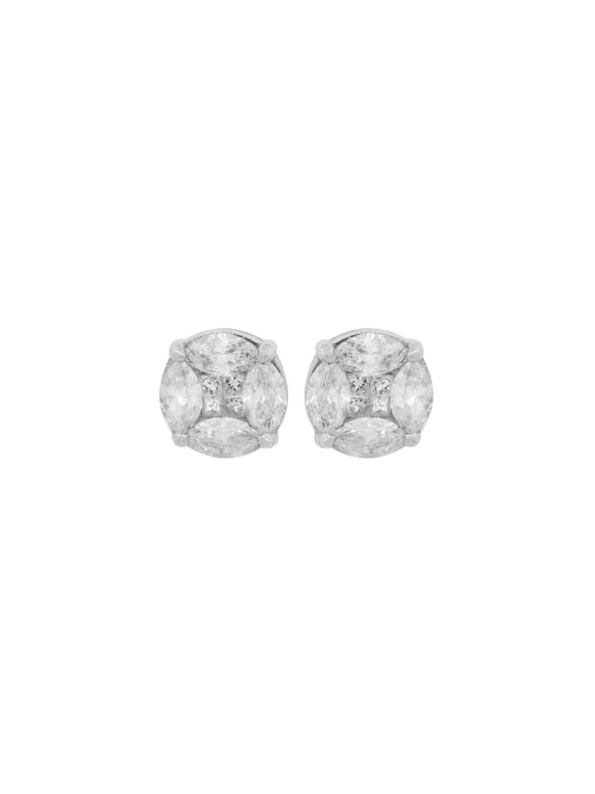 1.47ct Diamond 18K Gold Illusion Set Stud Earrings