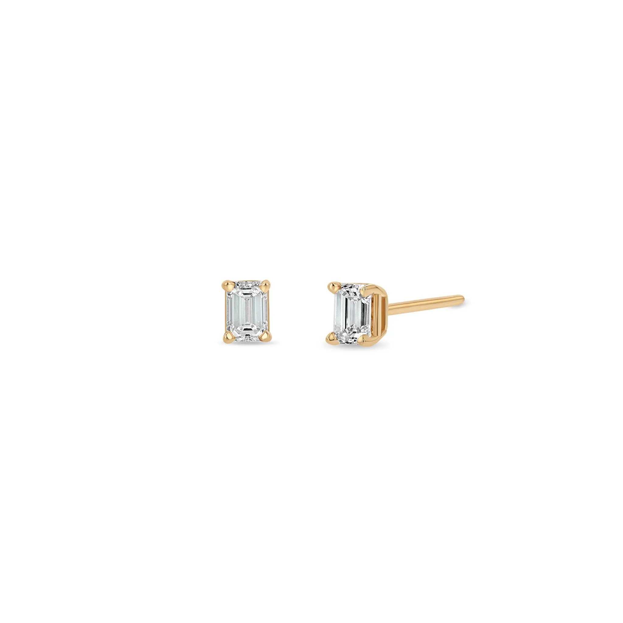 14k Emerald Cut Diamond Studs