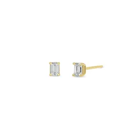 14k Emerald Cut Diamond Studs