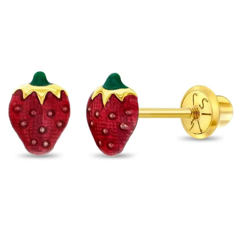 14k Summer Strawberry Earrings