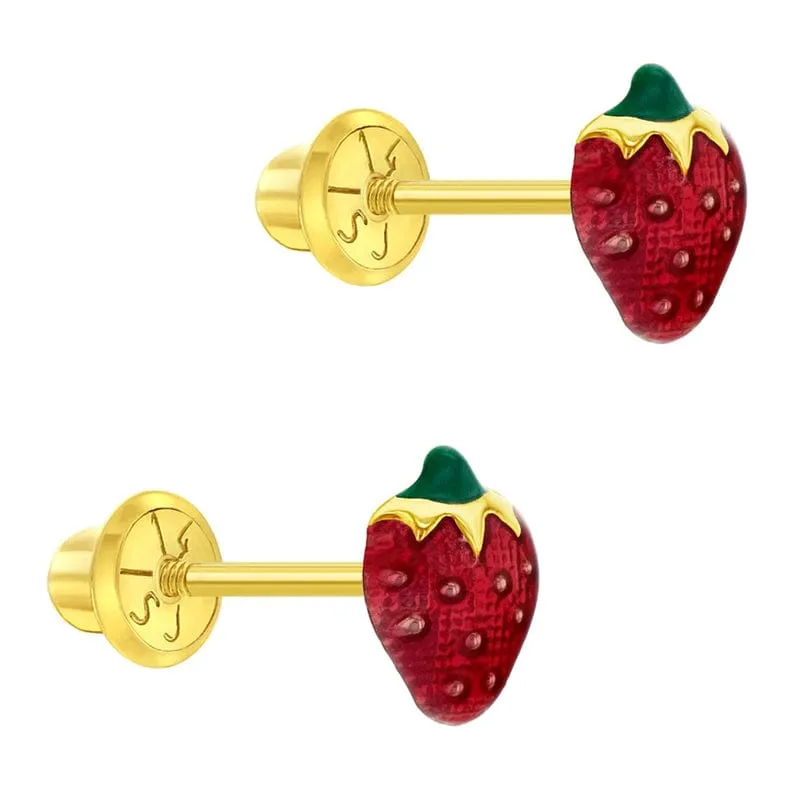 14k Summer Strawberry Earrings