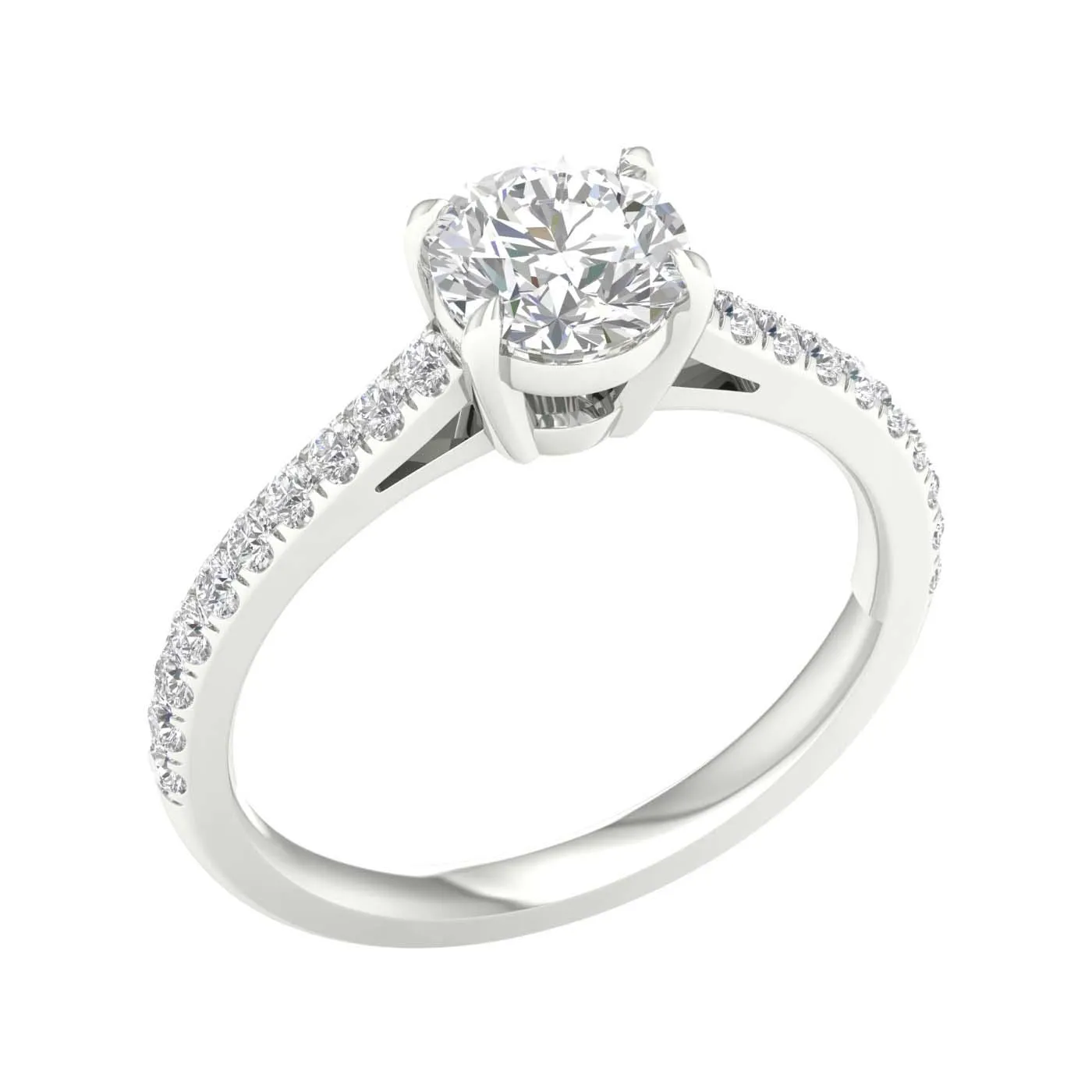 14K White Gold Lab Grown Round Diamond Engagement Ring