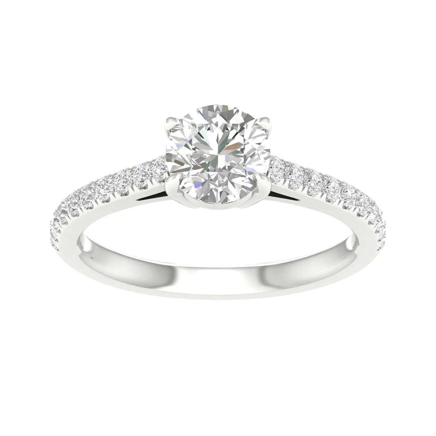 14K White Gold Lab Grown Round Diamond Engagement Ring