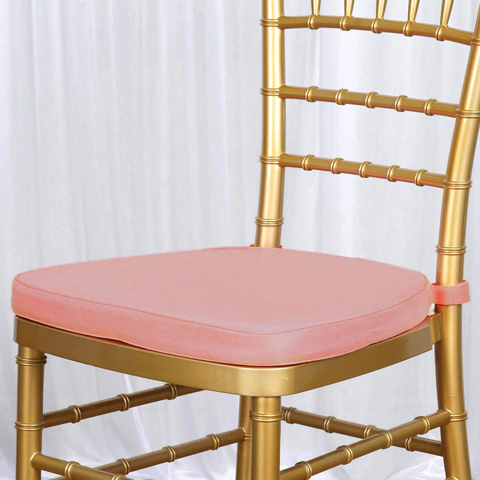 1.5" Thick Dusty Rose Chiavari Chair Pad, Memory Foam Seat Cushion With Ties and Removable Cover