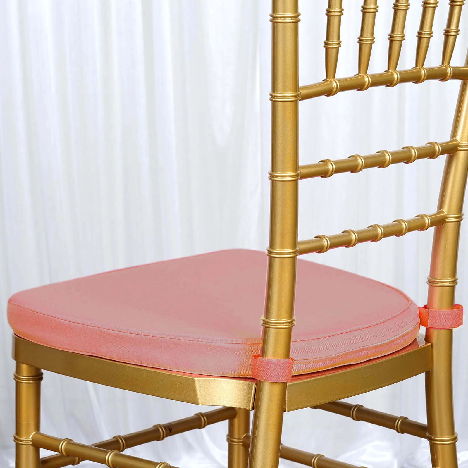 1.5" Thick Dusty Rose Chiavari Chair Pad, Memory Foam Seat Cushion With Ties and Removable Cover