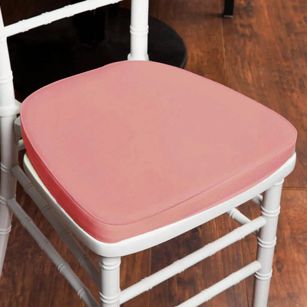 1.5" Thick Dusty Rose Chiavari Chair Pad, Memory Foam Seat Cushion With Ties and Removable Cover