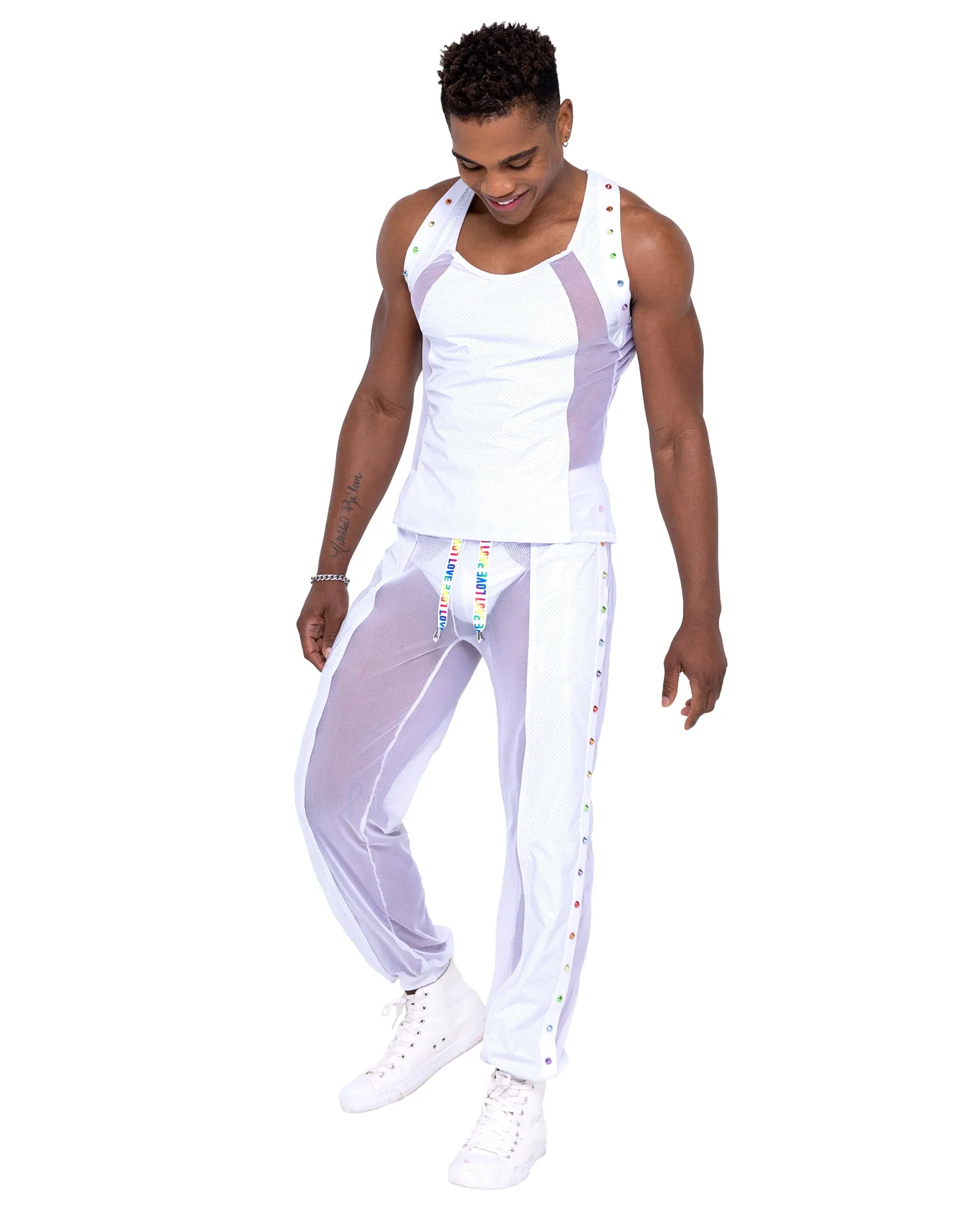 6335 - Mens Pride Vinyl Mesh & Mesh Joggers