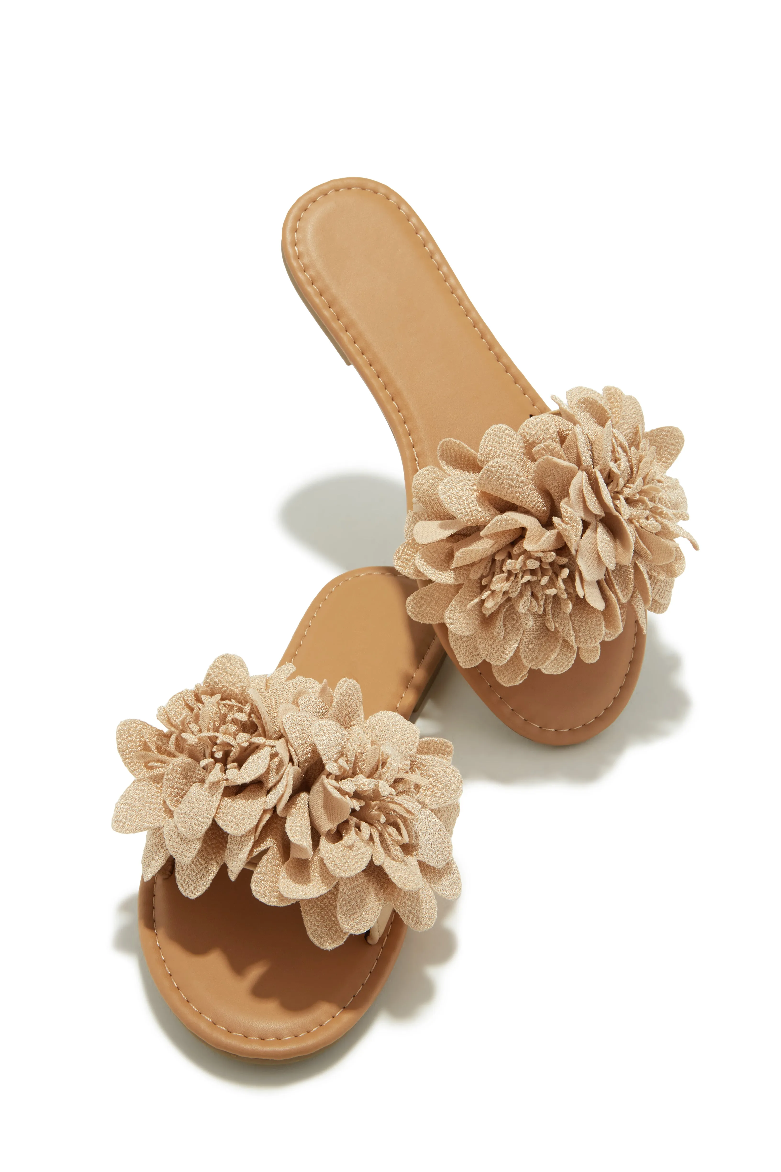 Analia Slip On Flower Sandals - Peach