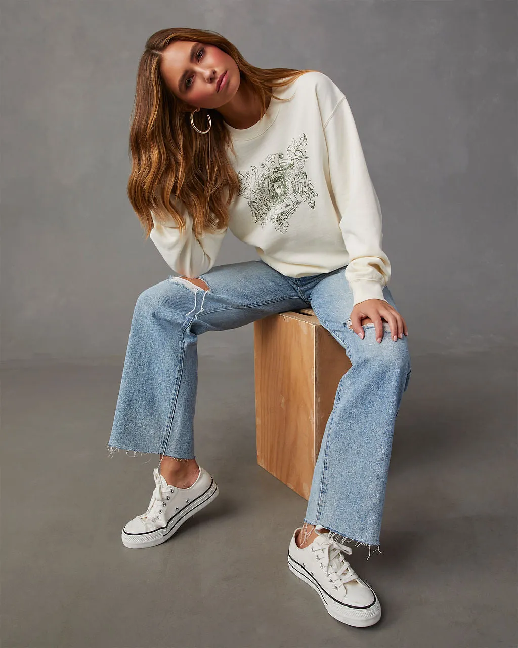 Angelic Cherub Graphic Crewneck Sweatshirt