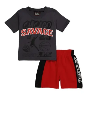 Baby Boys 12-24M Savage Graphic Tee and Shorts