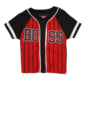 Baby Boys 12-24M Striped Boss Graphic Baseball Jersey