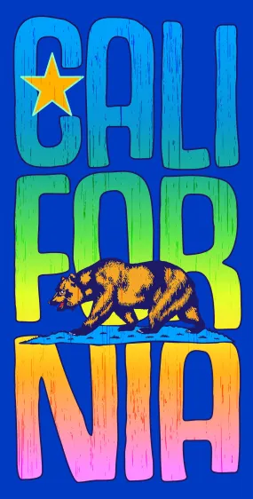 Beach and Boat Gear Beach Towel CALIFORNIA Bright Bear 30" x 60" Towel