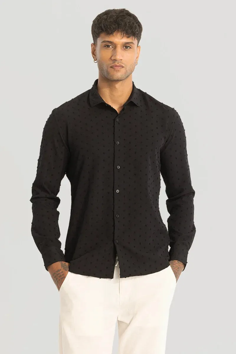 Black Textured Slim Fit Shirt