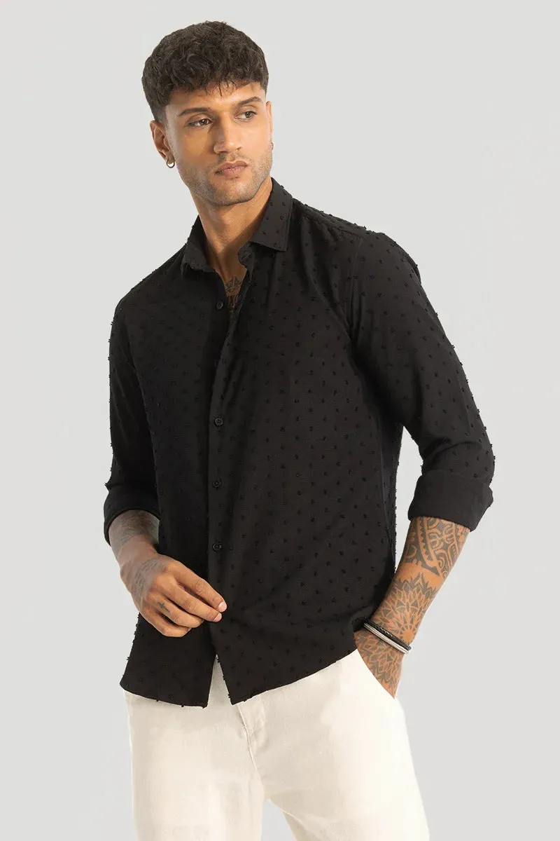 Black Textured Slim Fit Shirt