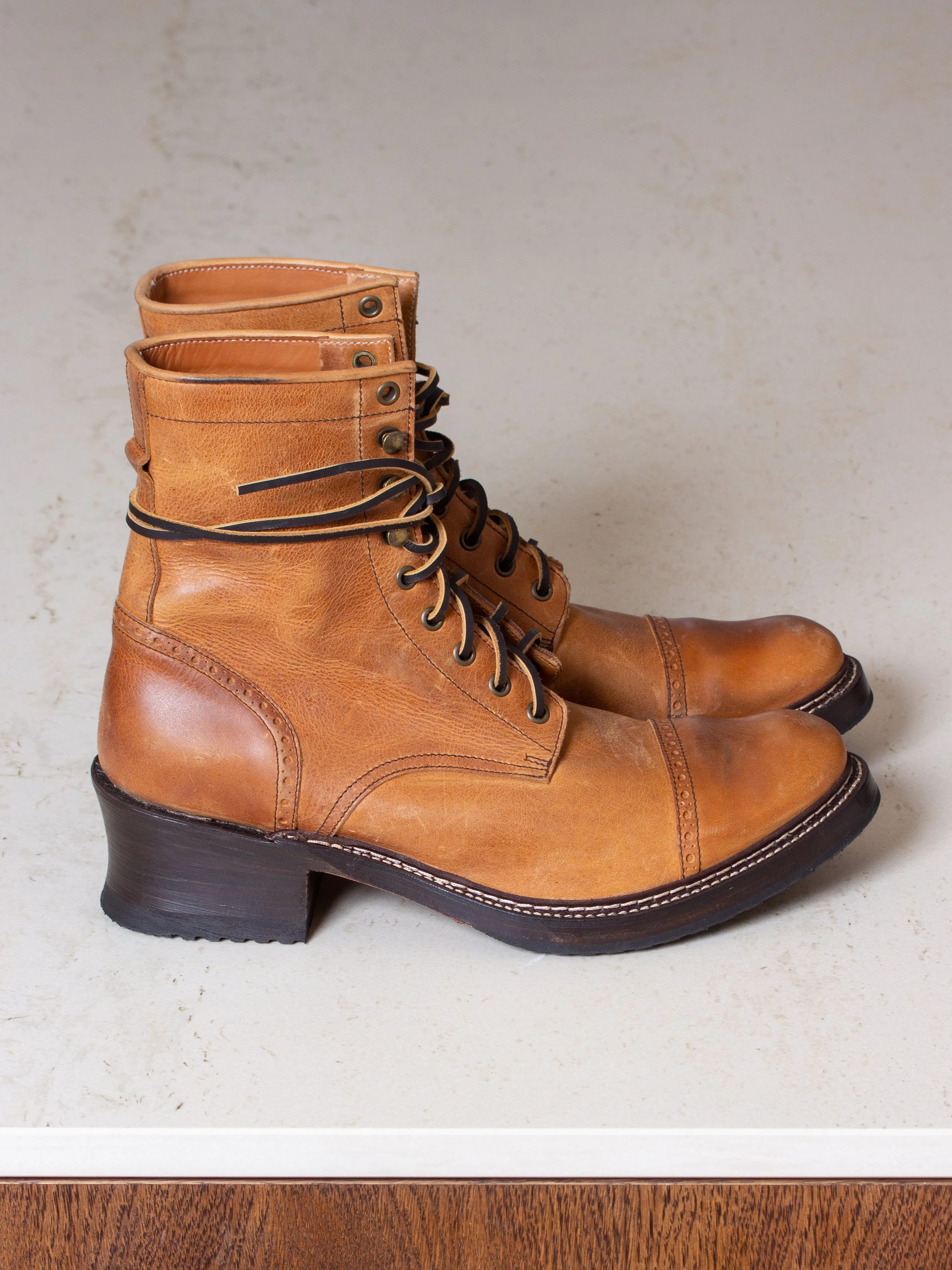 Bright Shoemakers, Hobo Lace Boot, Teak