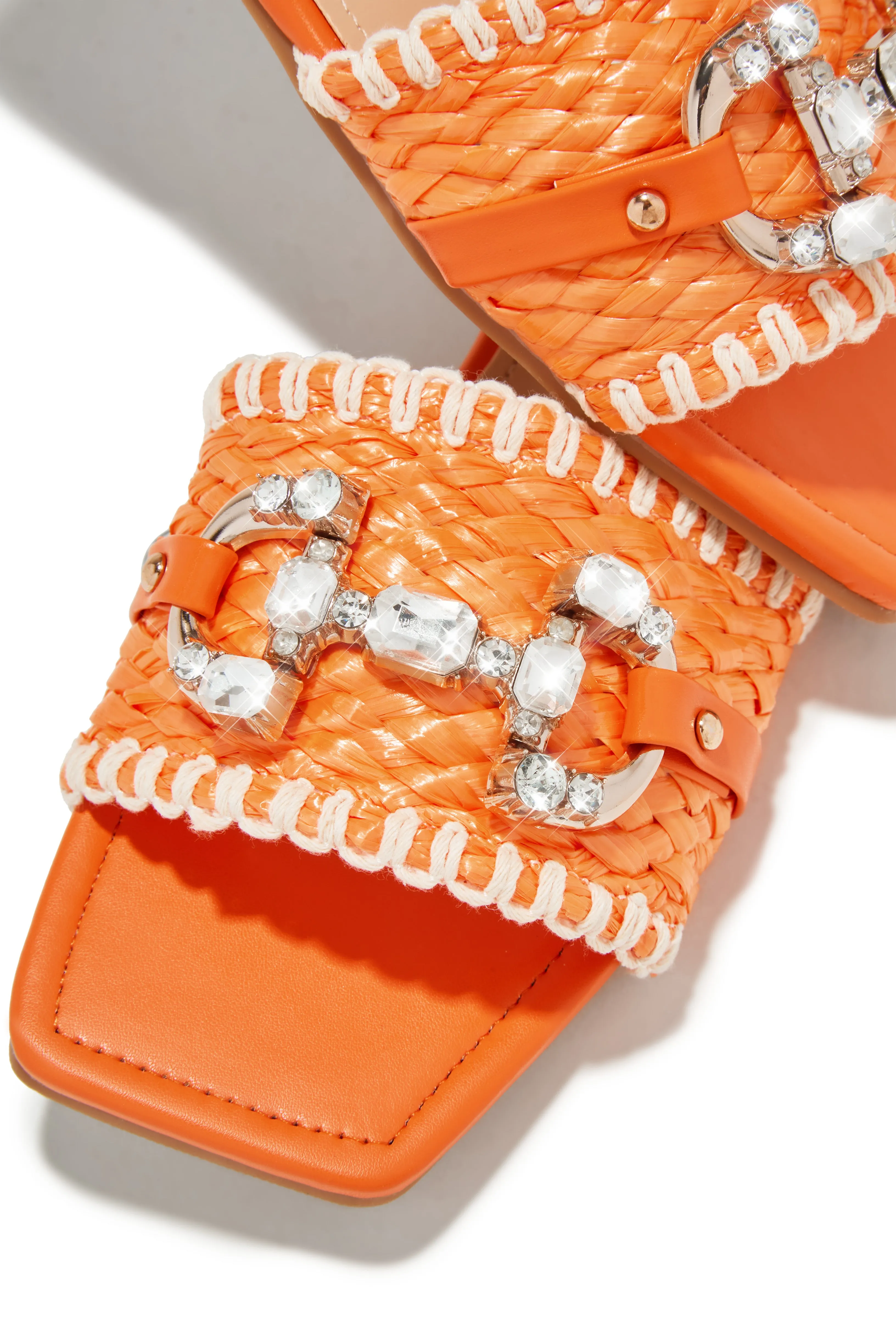 Cabo Vacay Embellished Slip On Sandals - Orange