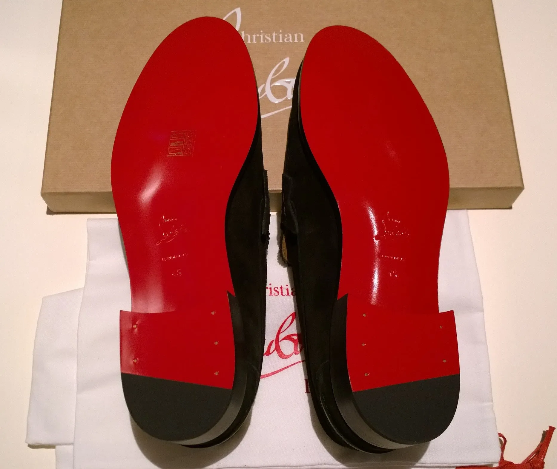 Christian Louboutin No Penny Black Suede Loafers Flats NIB Shoes