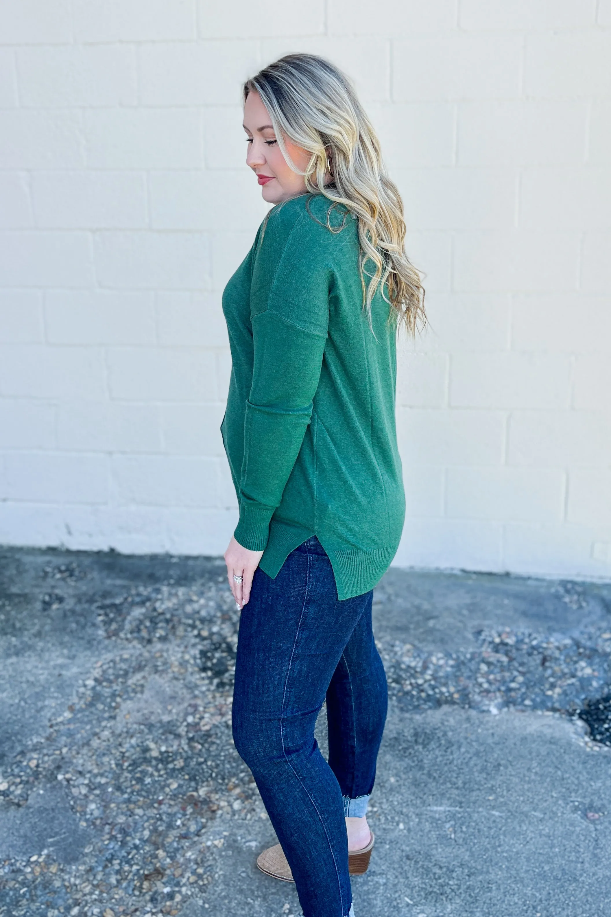 Cozy Charm Top, Dark Green