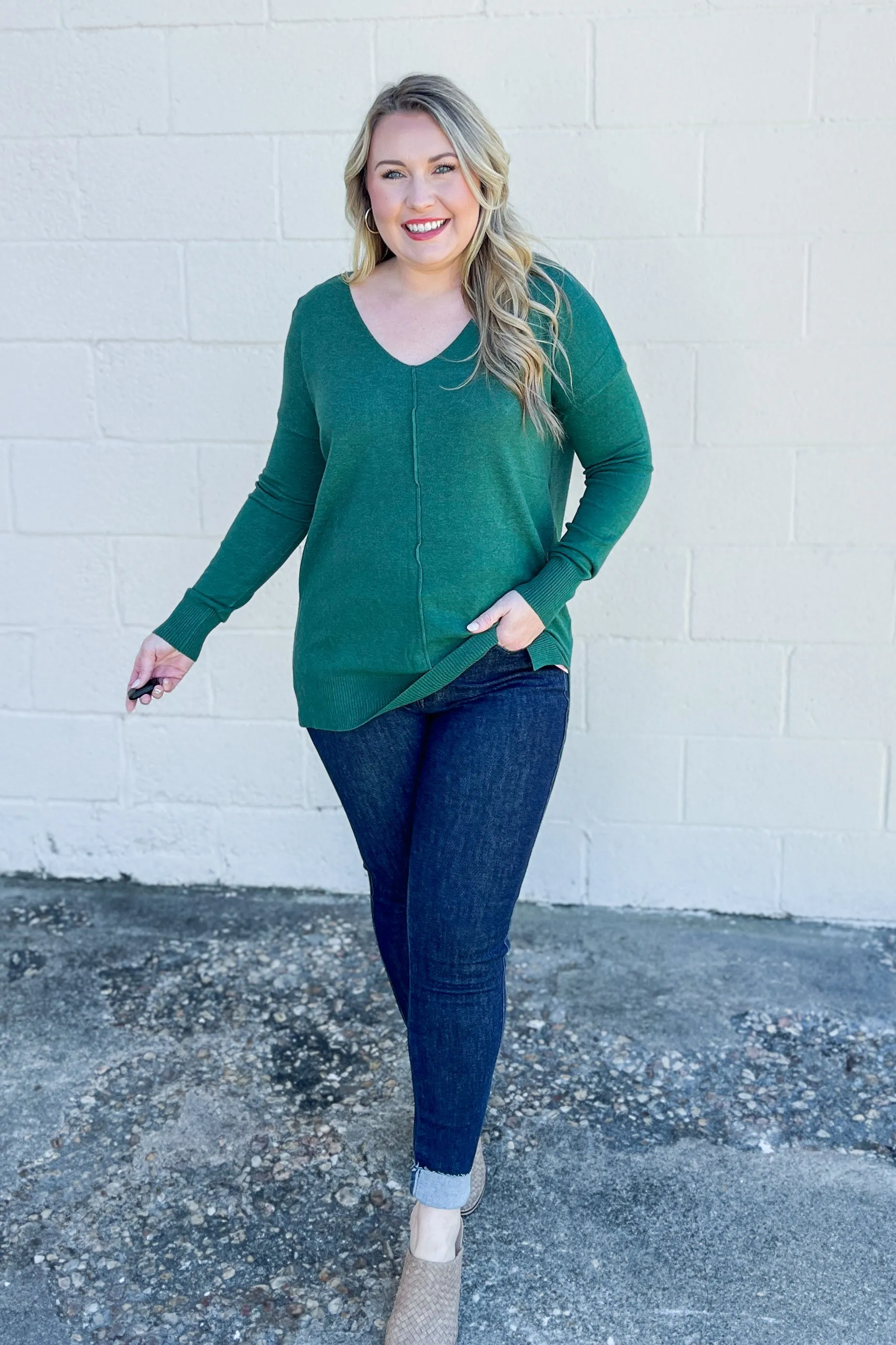 Cozy Charm Top, Dark Green