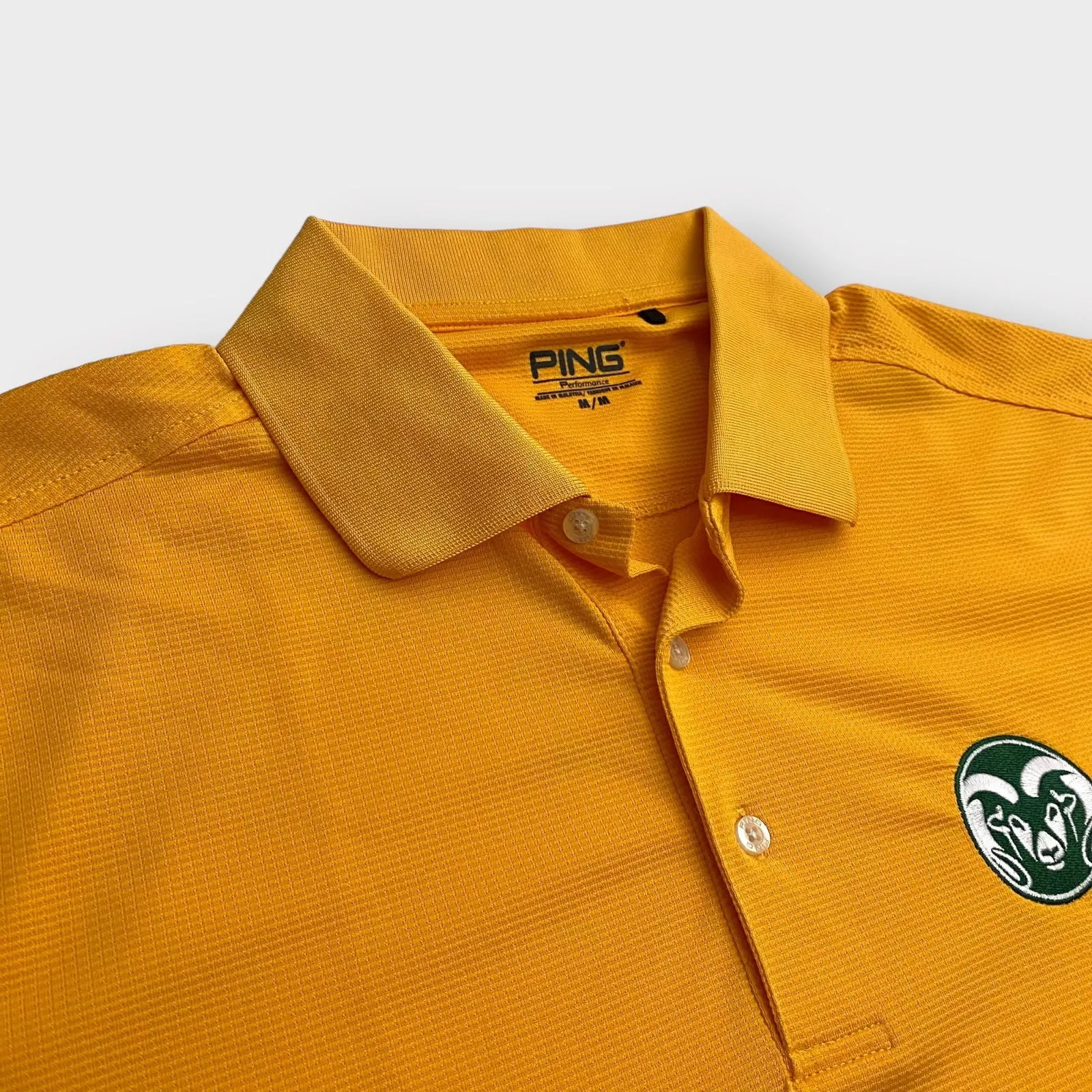 CSU Rams Mens Polo Golf Shirt | M | Yellow | Ping Performance | EUC