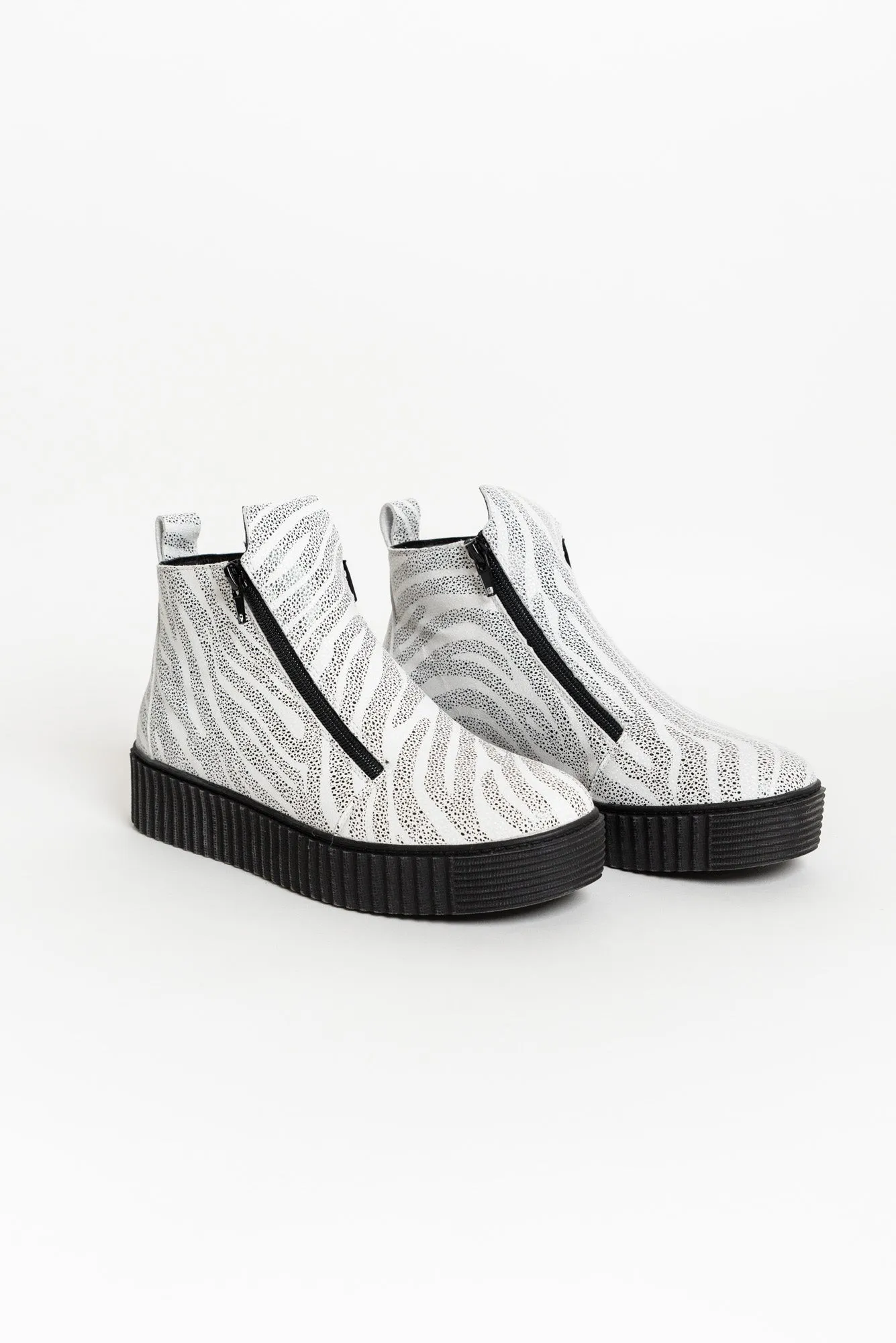 Davith White Zebra Ankle Boot