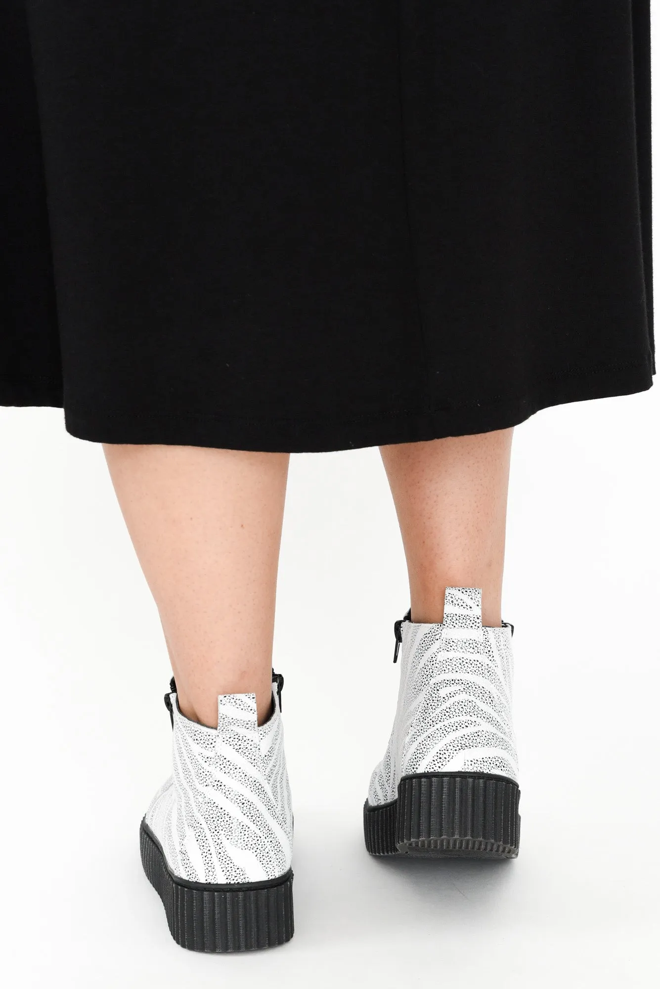 Davith White Zebra Ankle Boot