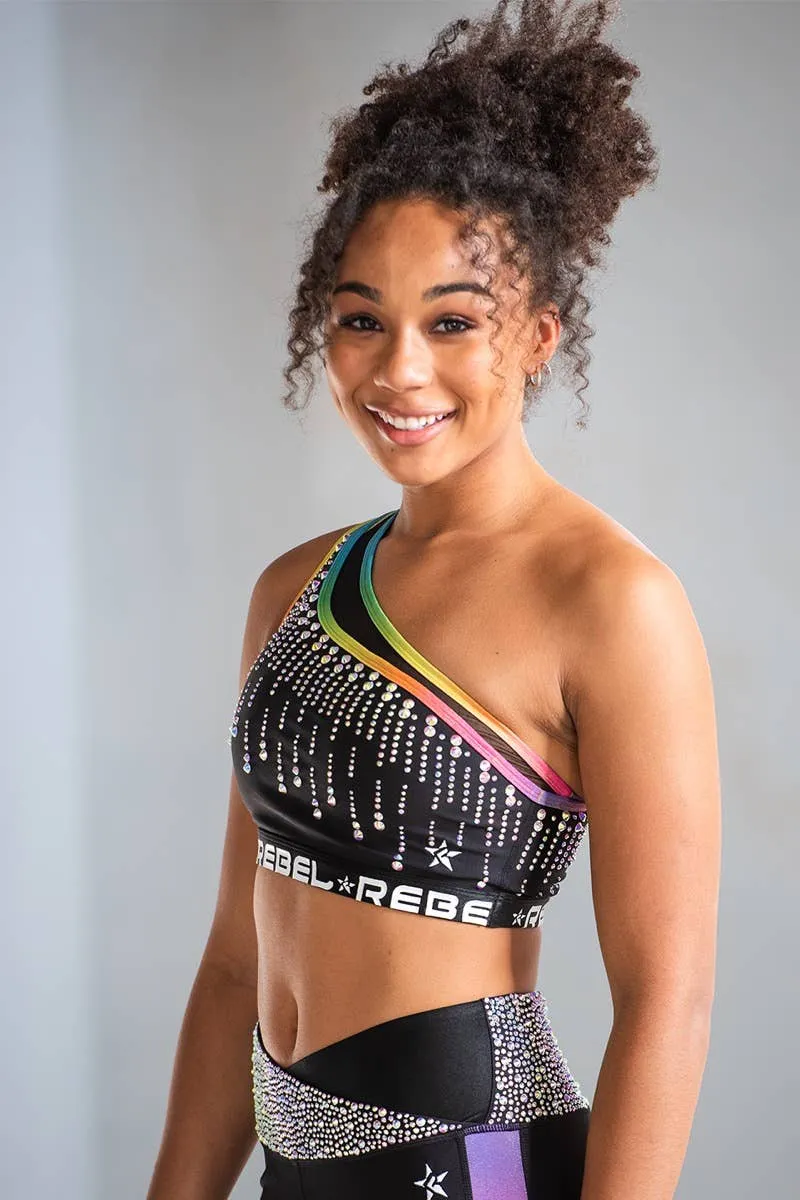 Devin Sports Bra in Rainbow Crystal