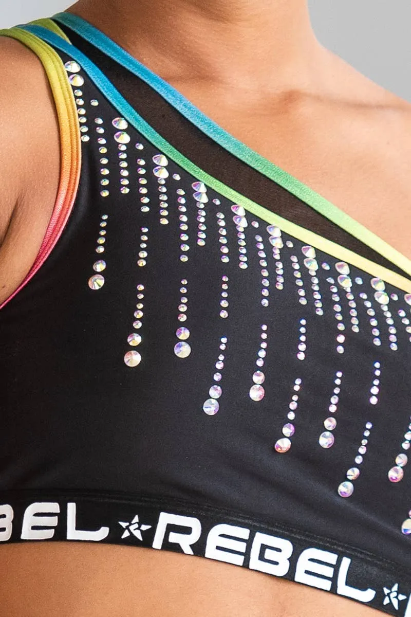 Devin Sports Bra in Rainbow Crystal