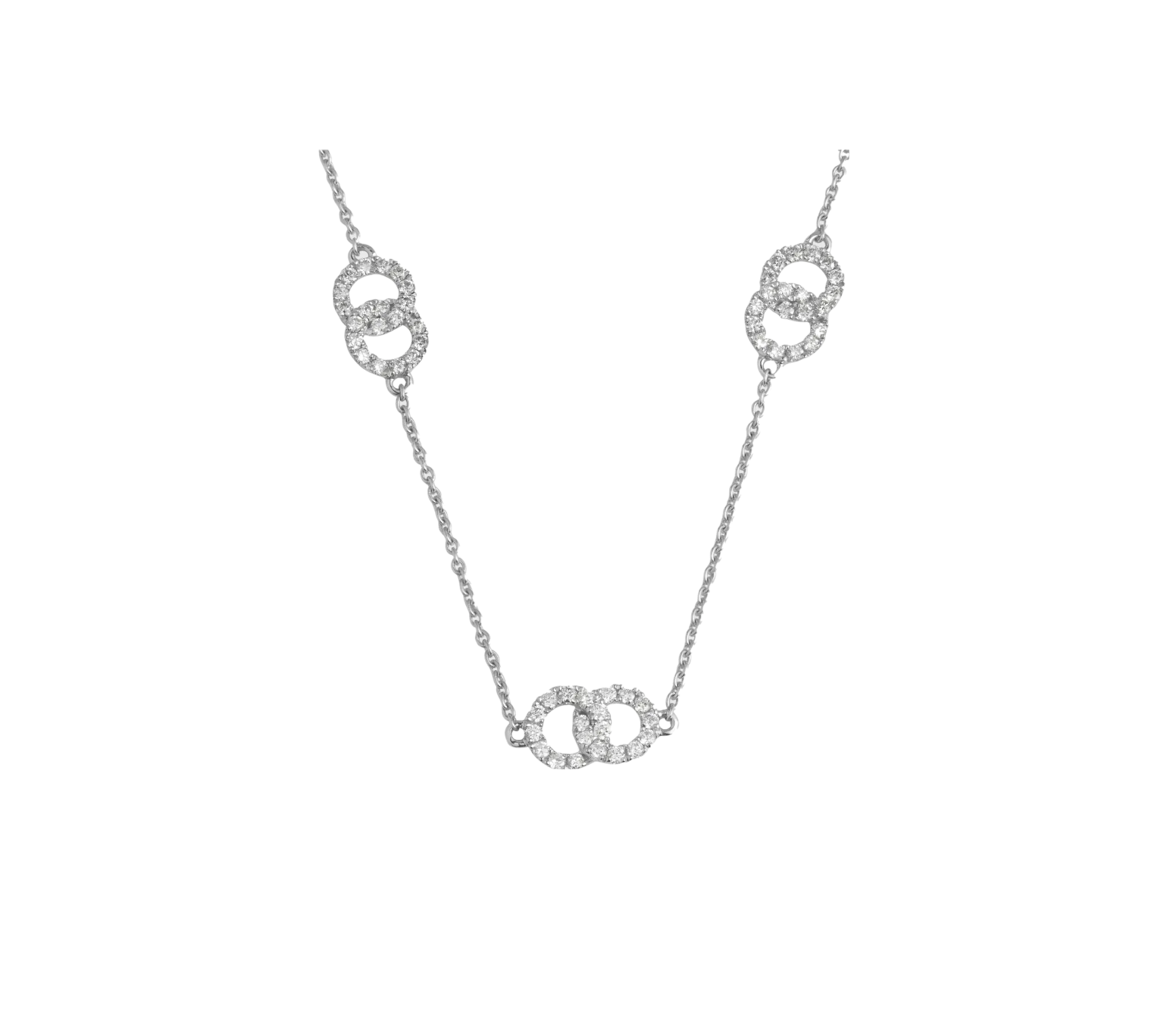 Diamond Pave Interlocking Ring Necklace