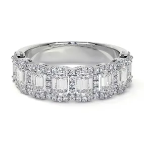 Emerald Cut Diamond Eternity Band with Halo, 2.2 CT