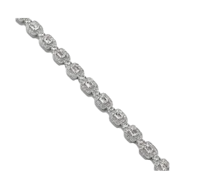 Emerald Cut Pave Diamond Tennis Bracelet, 3.12 CT