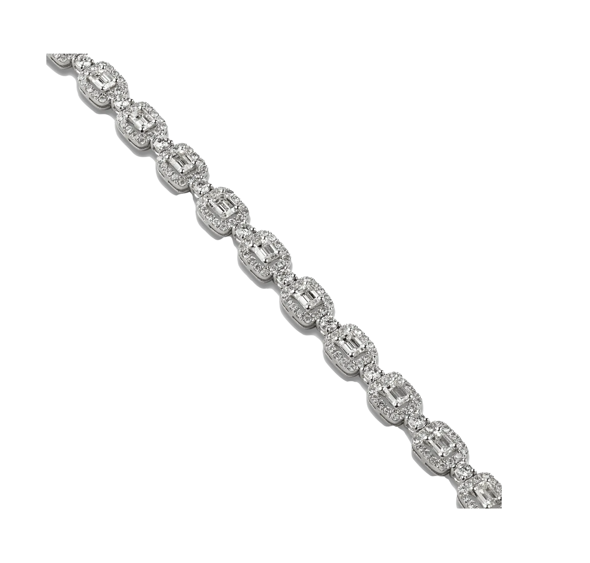 Emerald Cut Pave Diamond Tennis Bracelet, 3.12 CT