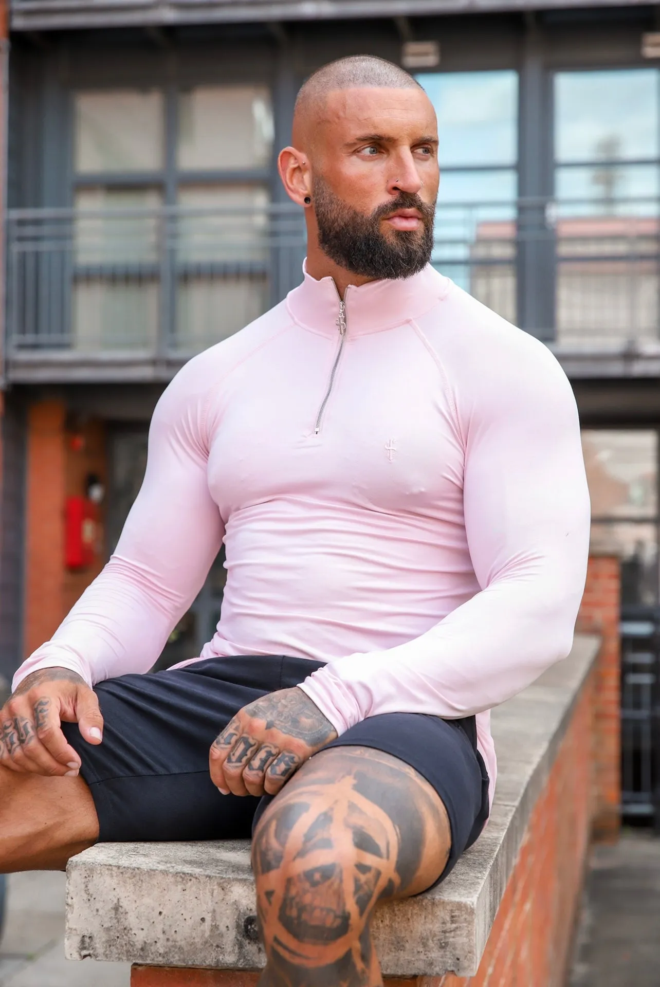 Father Sons Long Sleeve Pink Half Zip Gym Top - FSH751