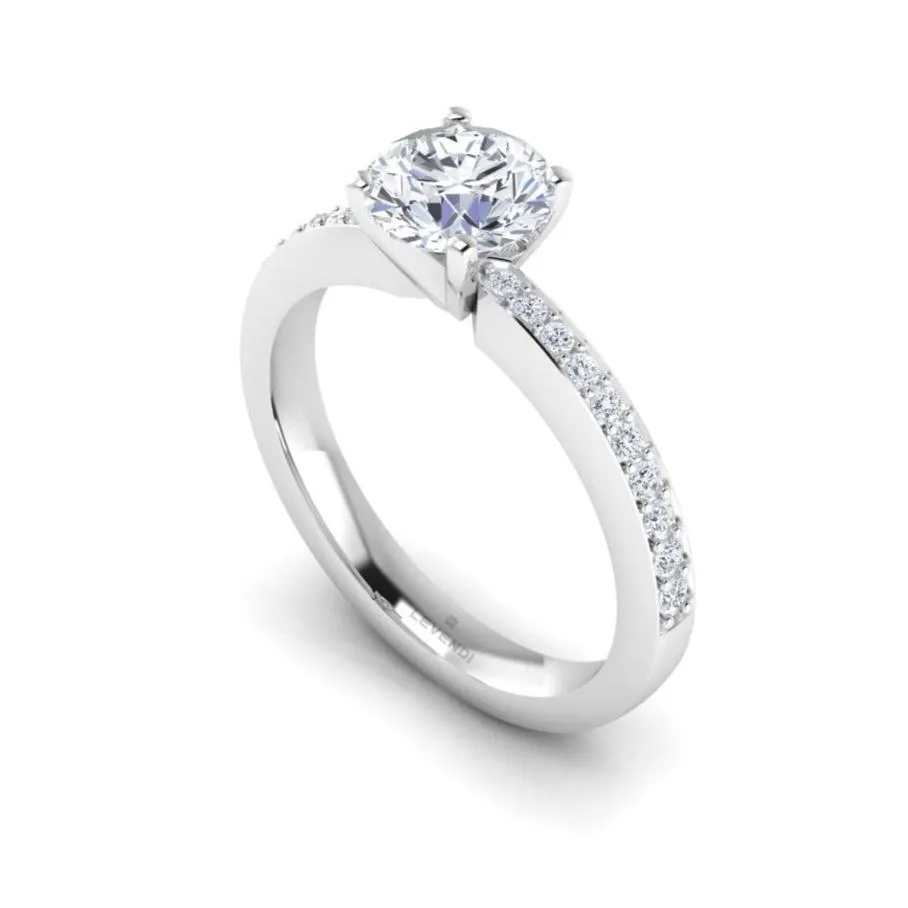 Four Claw Brilliant Pave Engagement Ring