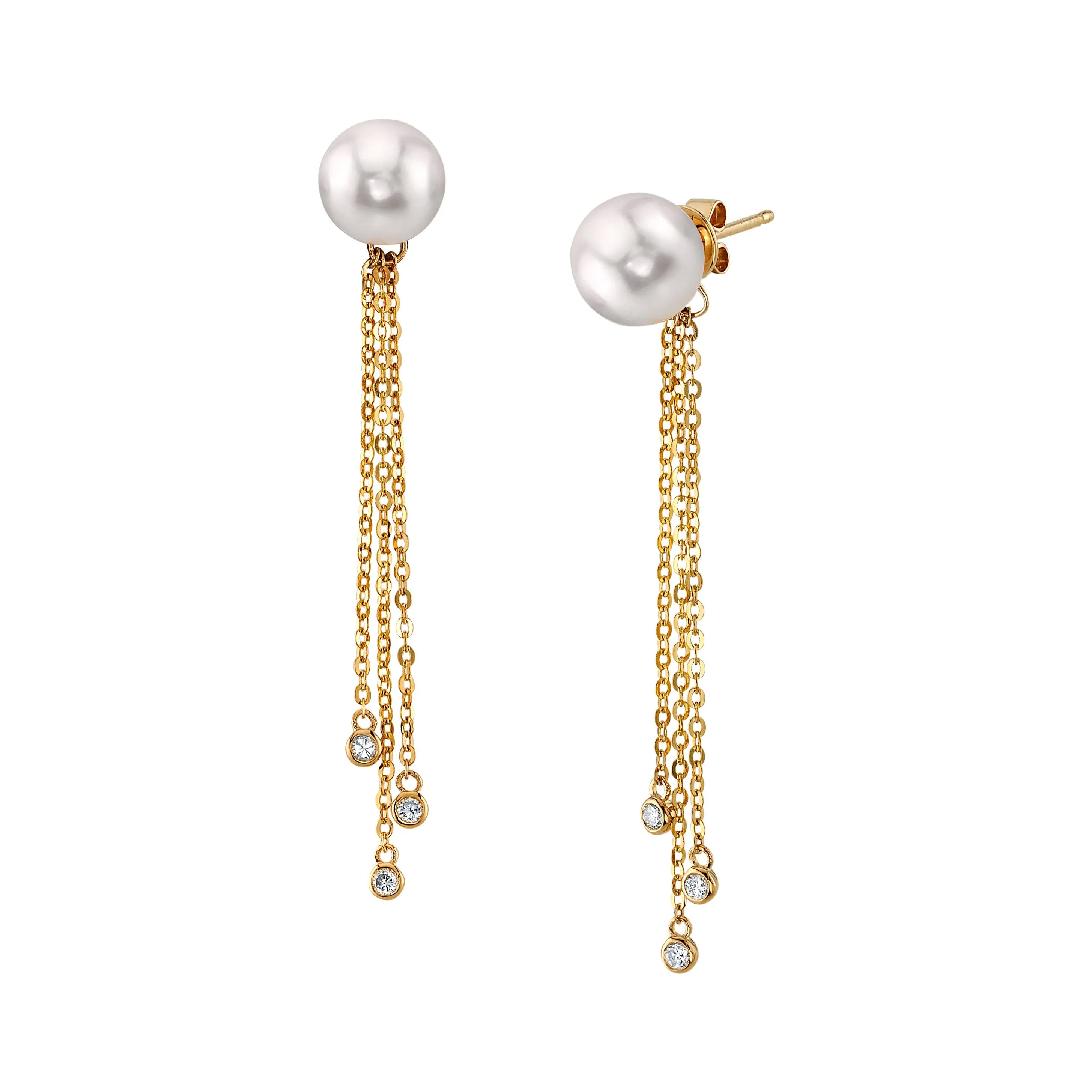 Freshwater Pearl Diamond Tear Earrings