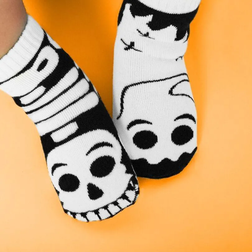 Ghost & Skeleton | Glow-In-The-Dark Kids Socks | Mismatched Cute Crazy Fun Socks