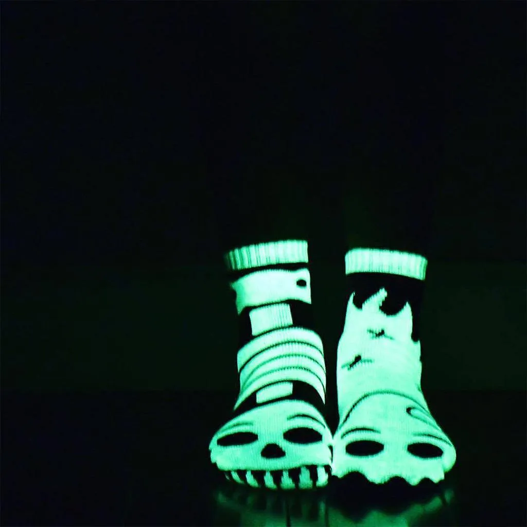 Ghost & Skeleton | Glow-In-The-Dark Kids Socks | Mismatched Cute Crazy Fun Socks