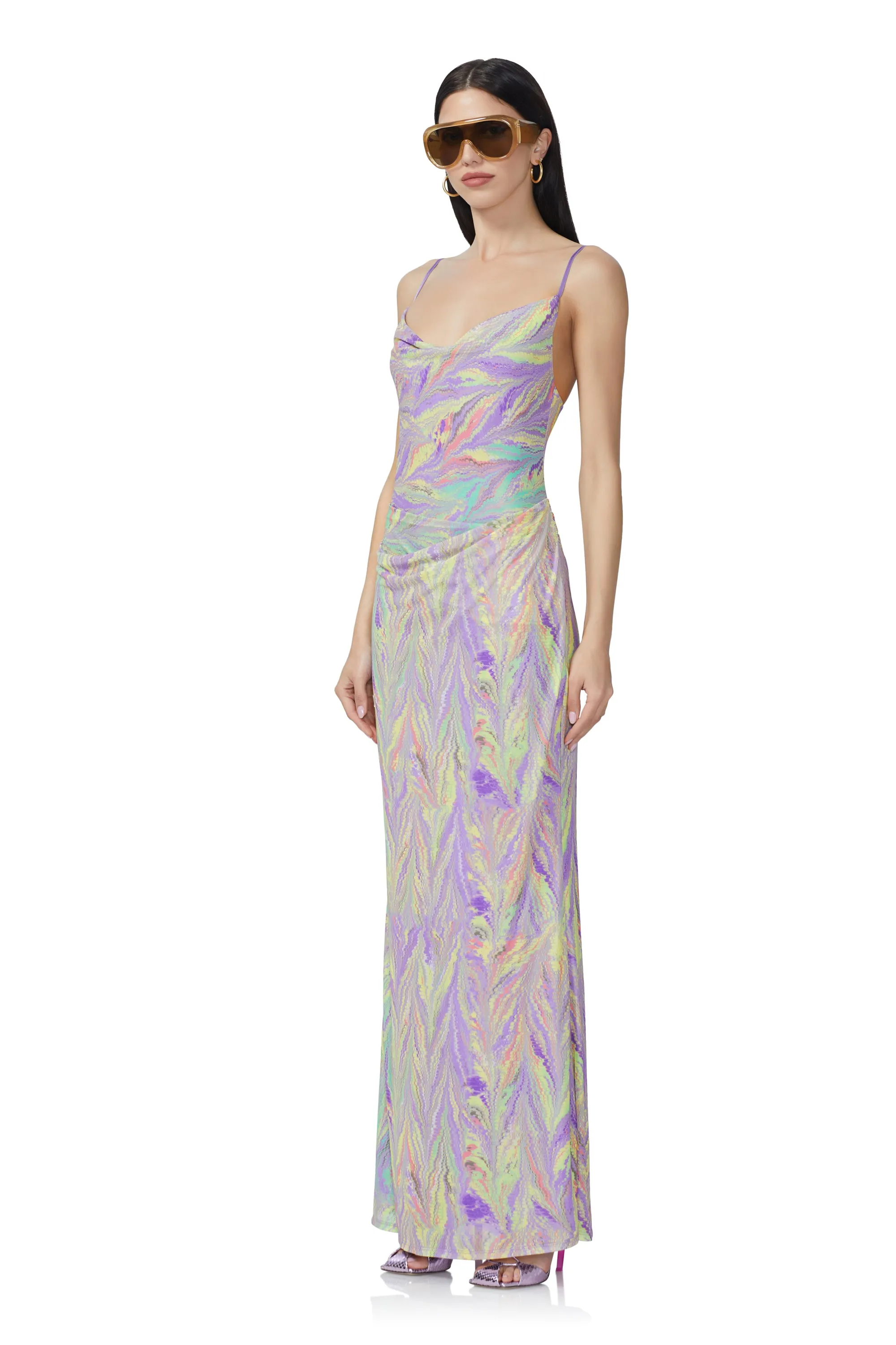 Gillian Maxi Dress - Neon Citrus Swirl