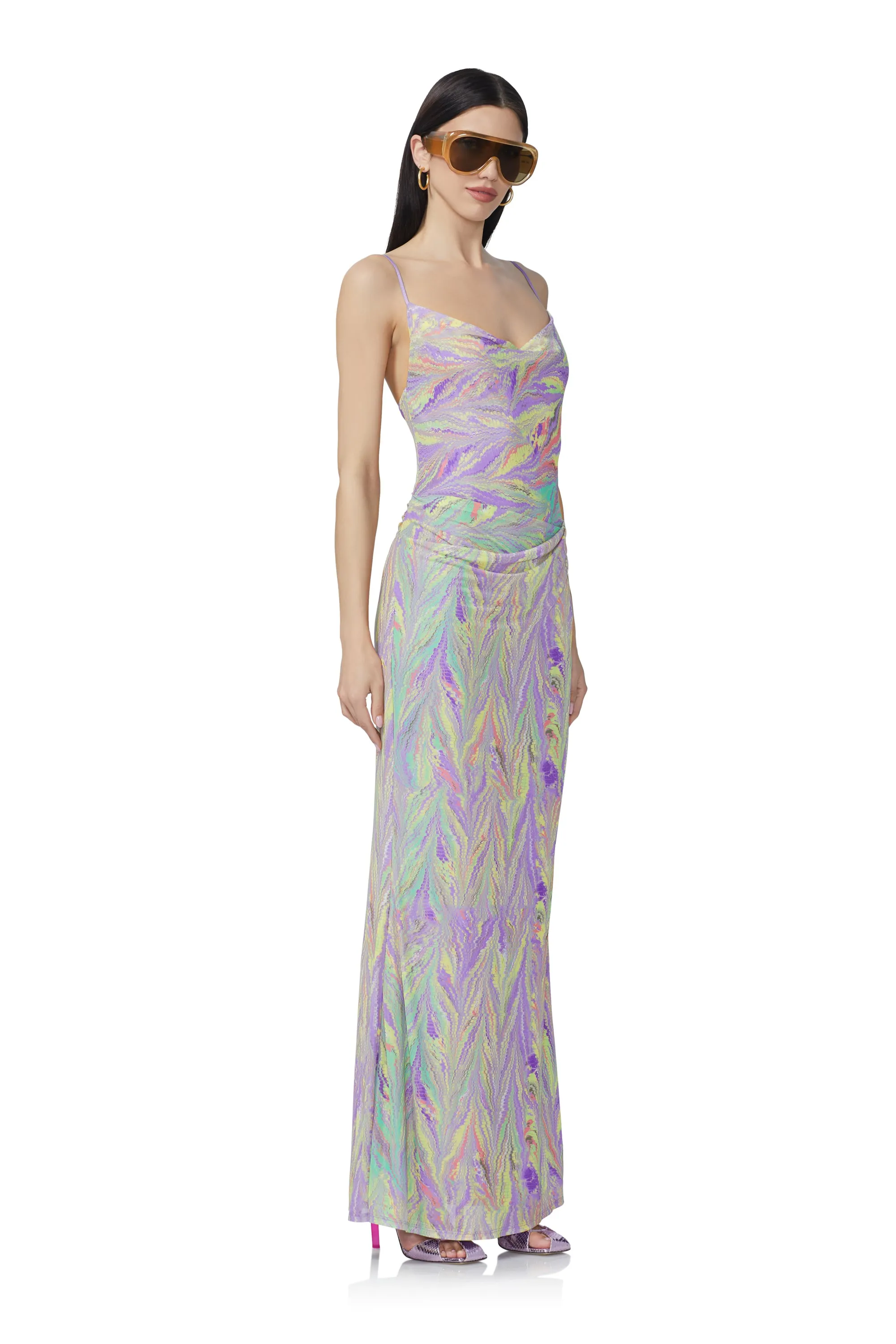 Gillian Maxi Dress - Neon Citrus Swirl