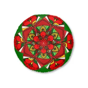 Hand-Drawn Mandala Art Round Tufted Floor Pillow