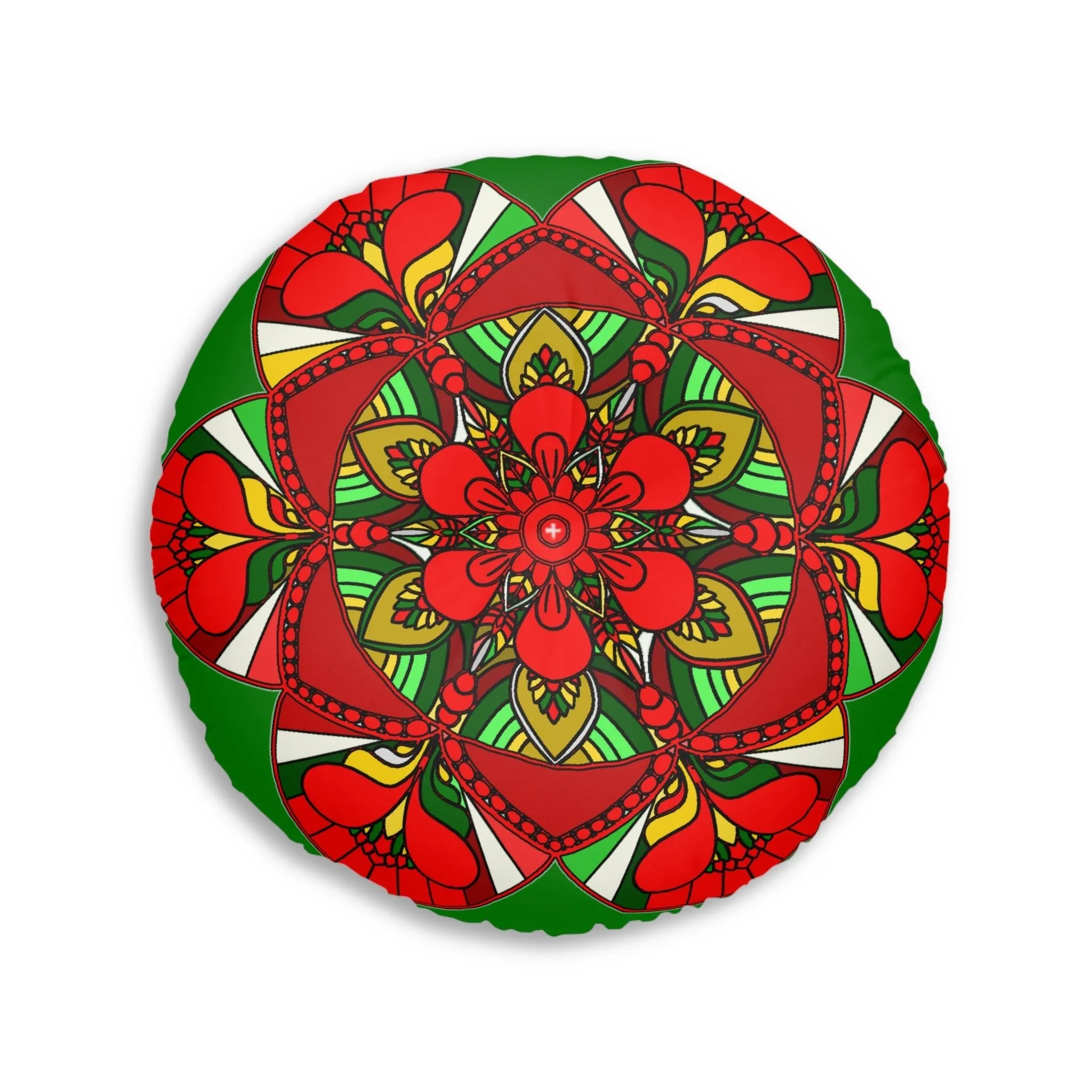 Hand-Drawn Mandala Art Round Tufted Floor Pillow