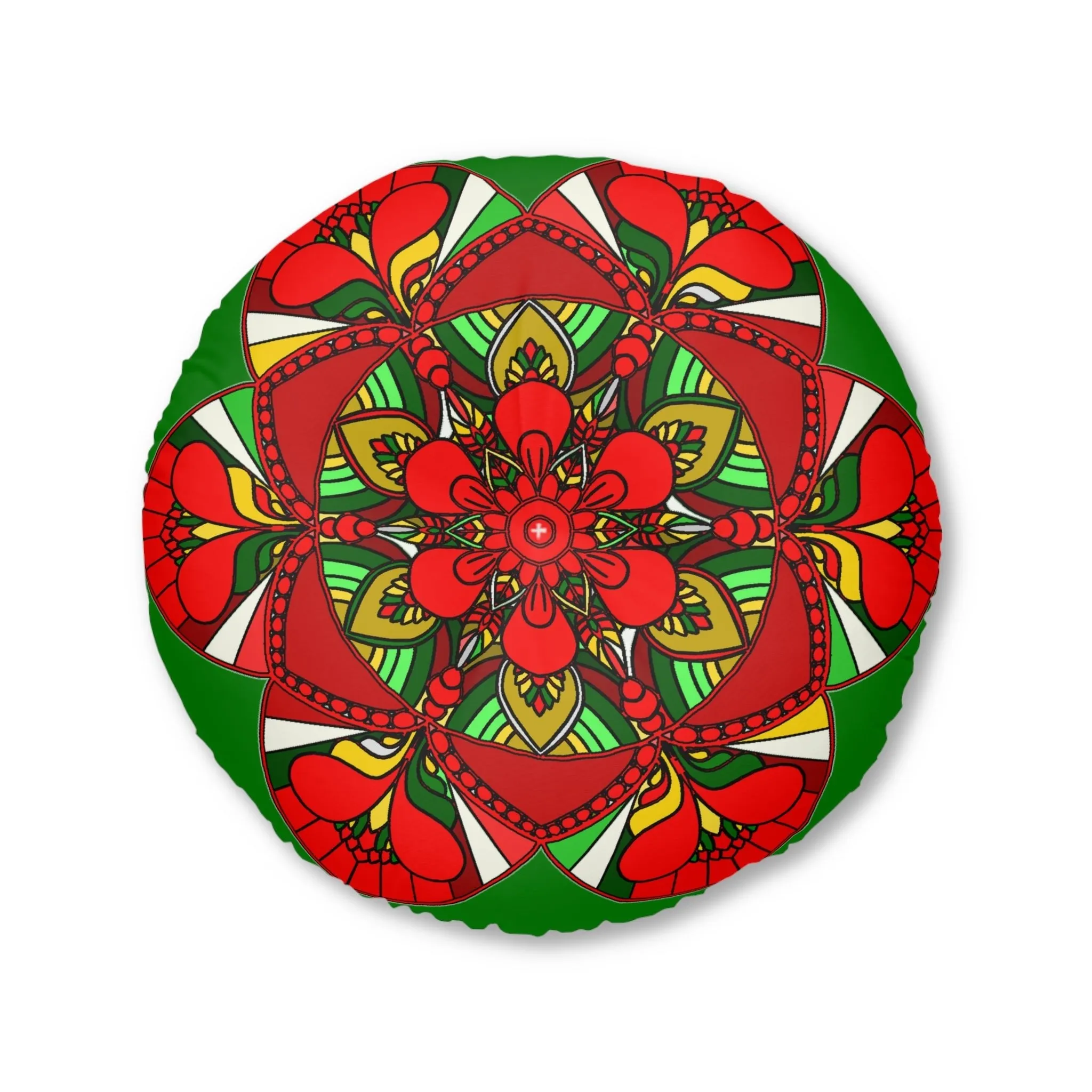 Hand-Drawn Mandala Art Round Tufted Floor Pillow