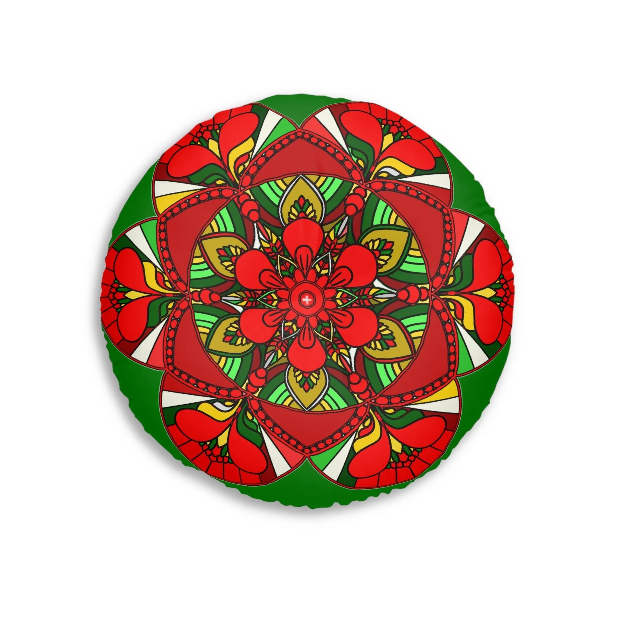 Hand-Drawn Mandala Art Round Tufted Floor Pillow