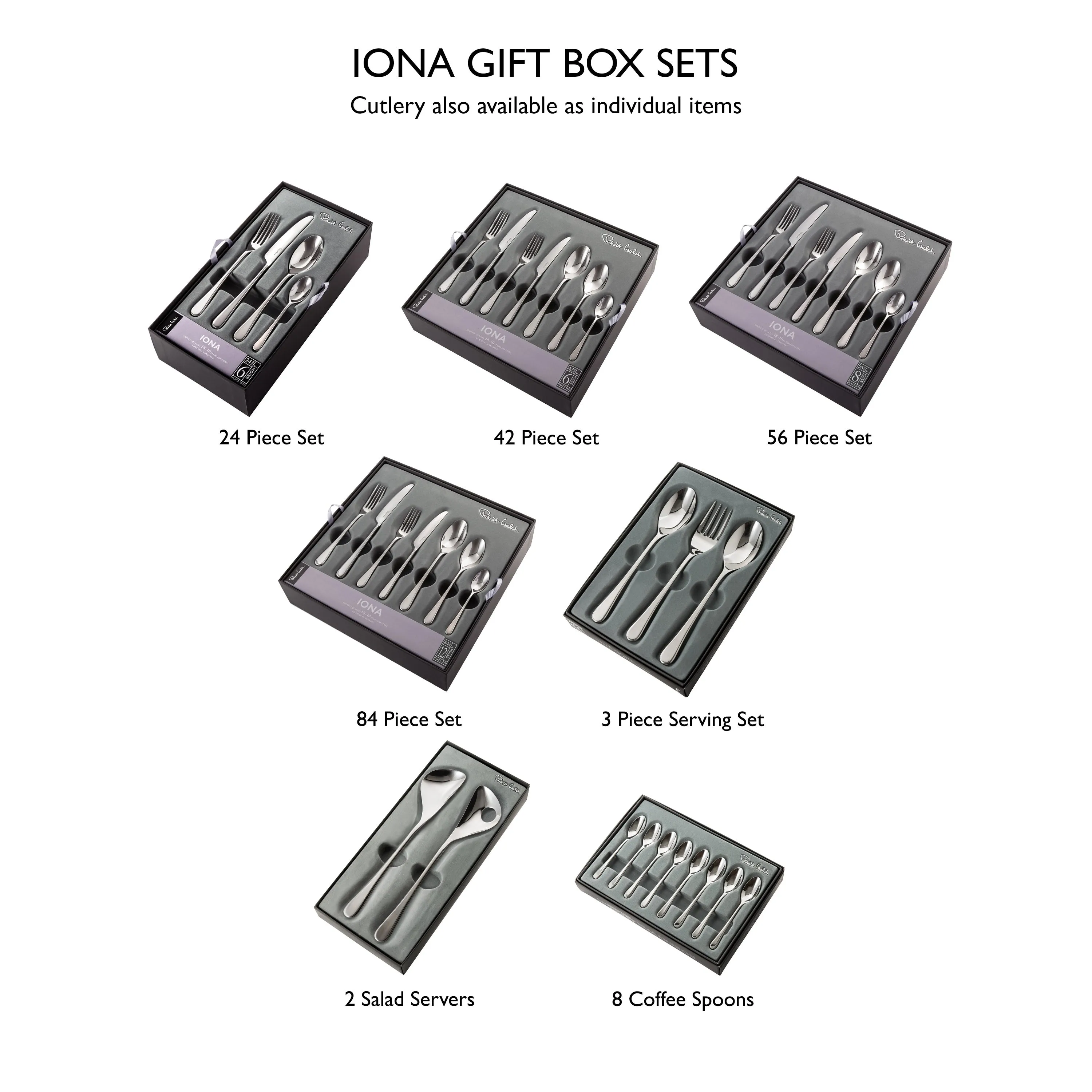 Iona Bright Cutlery Set, 56 Piece for 8 People