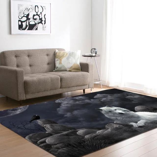 Large Wolf Moon Rugs