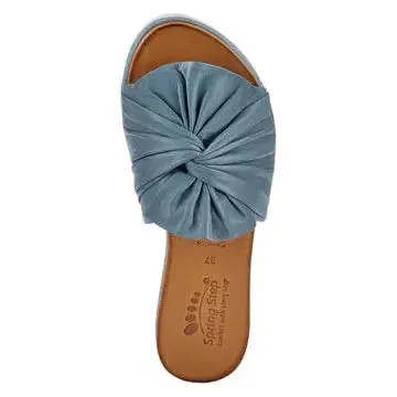 Lavona Slide Sandals - Blue Leather