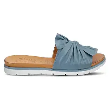 Lavona Slide Sandals - Blue Leather