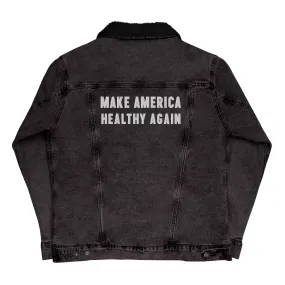 Make America Healthy Again Embroidered Unisex Denim Sherpa Jacket