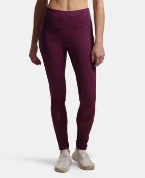 Microfiber Elastane Stretch Performance Leggings with Breathable Mesh - Grapewine Print