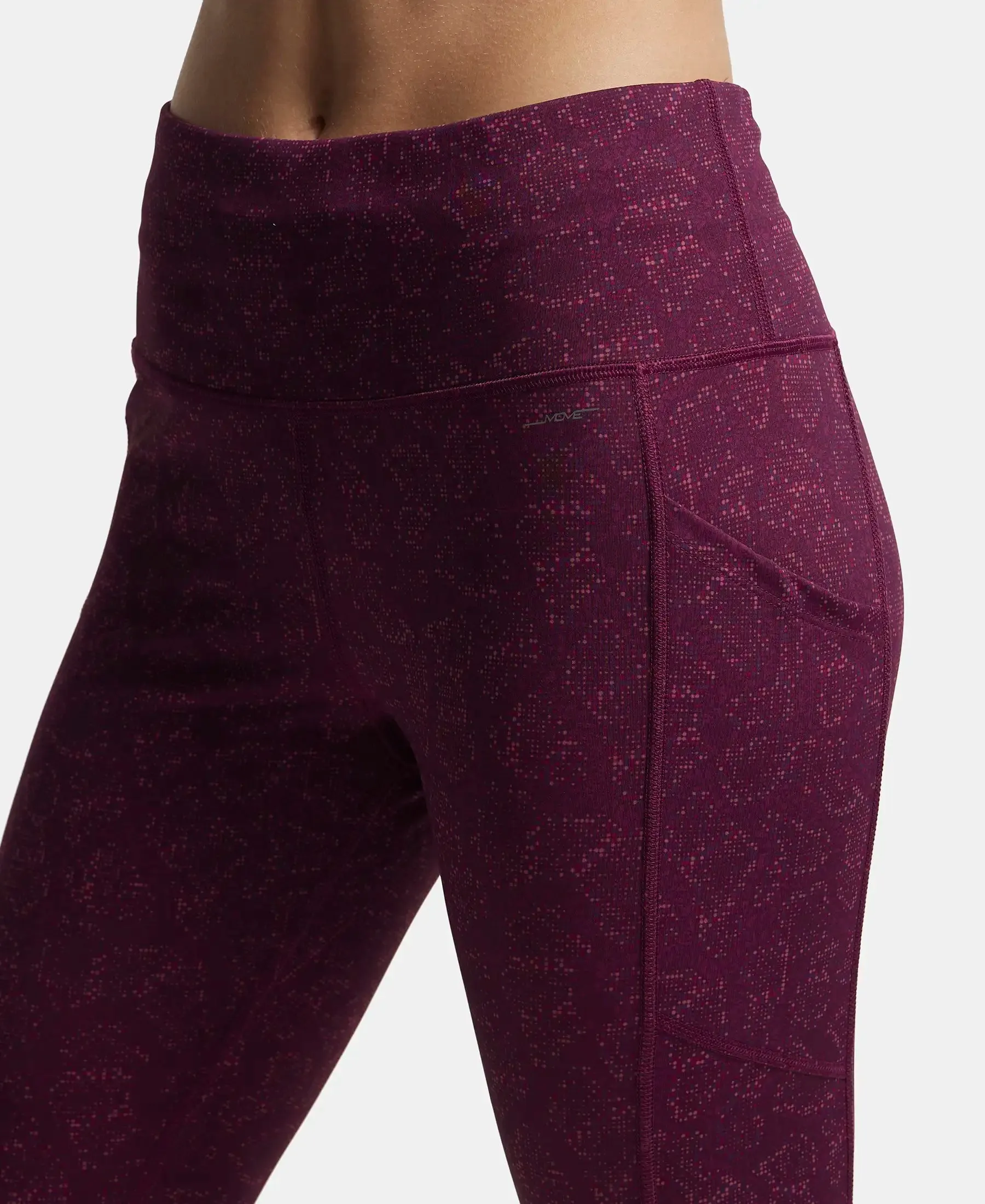 Microfiber Elastane Stretch Performance Leggings with Breathable Mesh - Grapewine Print